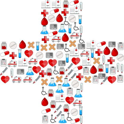 Kreuz, zusammengesetzt aus Gesundheitsicons © pixabay
